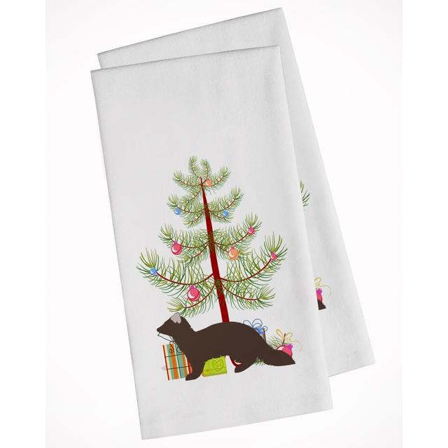 Sable Marten Christmas White Kitchen Towel - Set of 2