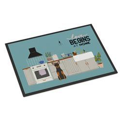 18 x 27 in. Manchester Terrier Kitchen Scene Indoor or Outdoor Mat