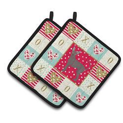 7.5 x 7.5 in. Abyssinian Sand Terrier Love Pair of Pot Holders