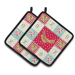 7.5 x 7.5 in. Frisian Friesian Chicken Love Pair of Pot Holders
