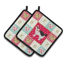 7.5 x 7.5 in. Manx No.3 Cat Love Pair of Pot Holders