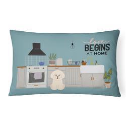 12 x 3 x 16 in. Bichon Frise Kitchen Scene Canvas Fabric Decorative Pillow