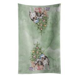 25 x 15 in. Unisex Christmas Bull Terrier Tricolor Kitchen Towel&#44; Multi Color