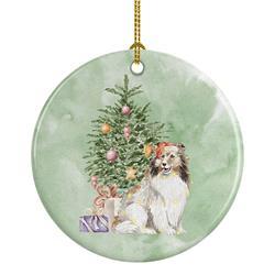 2.8 x 2.8 in. Unisex Sheltie Christmas Presents & Tree Ceramic Ornament&#44; Multi Color