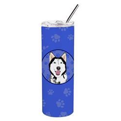 8.25 x 3 in. Unisex Siberian Husky Black & White No.1 Stainless Steel 20 oz Skinny Tumbler&#44; Blue