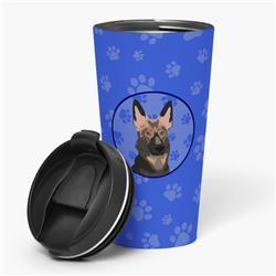7.25 x 3.5 in. Unisex German Shepherd Puppy Stainless Steel 16 oz Tumbler, Blue