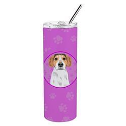 8.25 x 3 in. Unisex Beagle Tricolor No.2 Stainless Steel 20 oz Skinny Tumbler&#44; Pink