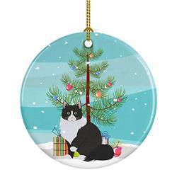 2.8 x 2.8 in. Unisex Siberian Forest Cat Merry Christmas Ceramic Ornament