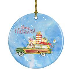 2.8 x 2.8 in. Unisex Merry Christmas Brittany Spaniel Ceramic Ornament