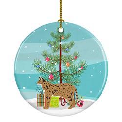 2.8 x 2.8 in. Unisex Savannah No.2 Cat Merry Christmas Ceramic Ornament