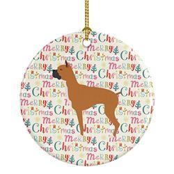 2.8 x 2.8 in. Unisex Boxer Merry Christmas Ceramic Ornament&#44; Multi Color