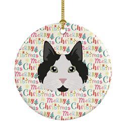 2.8 x 2.8 in. Unisex Cymric Cat Christmas Ceramic Ornament