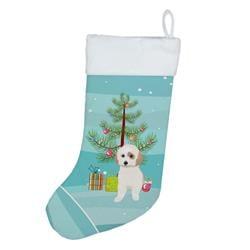 18 x 13.5 in. Unisex Shih-Tzu White & Red Christmas Christmas Stocking