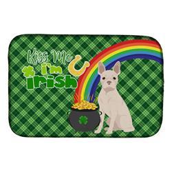 21 x 14 in. White Boston Terrier Saint Patricks Day Dish Drying Mat
