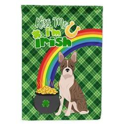 WDK4755GF 15.5 x 11.25 in. Brindle Boston Terrier Saint Patricks Day Flag - Garden Size