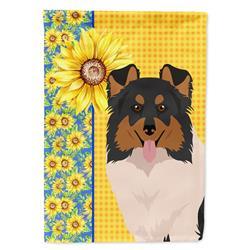 WDK5483GF 11.25 x 15.5 in. Summer Sunflowers Tricolor Sheltie Garden Flag