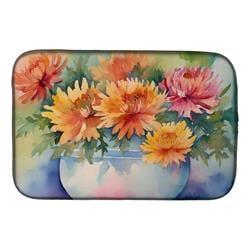 21 x 14 in. Unisex Chrysanthemums in Watercolor Dish Drying Mat