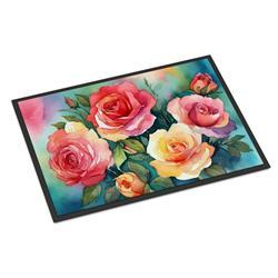 18 x 27 in. Unisex Oklahoma Roses in Watercolor Doormat