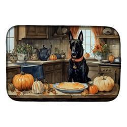 21 x 14 in. Unisex Belgian Malinois Fall Kitchen Pumpkins Dish Drying Mat