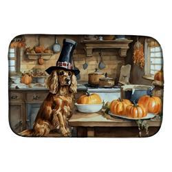 DAC1764DDM 21 x 14 in. Unisex Cocker Spaniel Fall Kitchen Pumpkins Dish Drying Mat