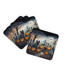 0.15 x 3.5 x 3.5 in. Keeshond Spooky Halloween Foam Coasters&#44; Set of 4