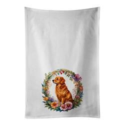0.1 x 28 x 19 in. Nova Scotia Duck Tolling Retriever & Flowers Kitchen Towel&#44; Set of 2