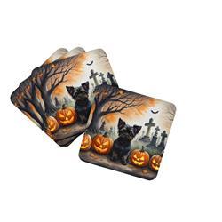 DAC2002FC 0.15 x 3.5 x 3.5 in. Affenpinscher Spooky Halloween Foam Coasters, Set of 4