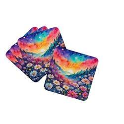 0.15 x 3.5 x 3.5 in. Colorful Asters Foam Coasters - Set of 4