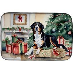 0.2 x 21 x 14 in. Greater Swiss Mountain Dog Cozy Christmas Dish Drying Mat