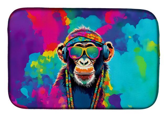 21 x 14 in. Unisex Hippie Animal Chimpanzee Dish Drying Mat