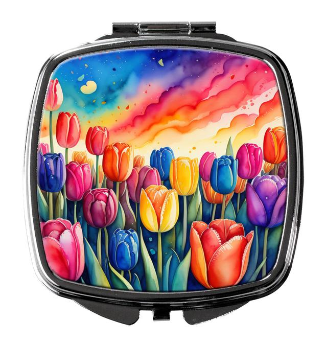 3 x 2.75 in. Colorful Tulips Compact Mirror