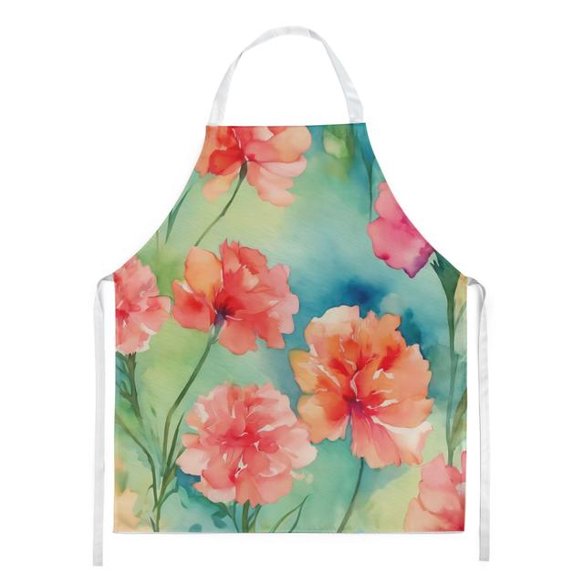 30 x 27 in. Carnations in Watercolor Apron