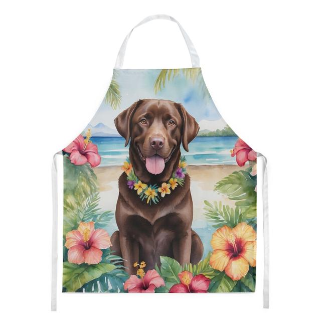 30 x 27 in. Chocolate Labrador Retriever Luau Apron