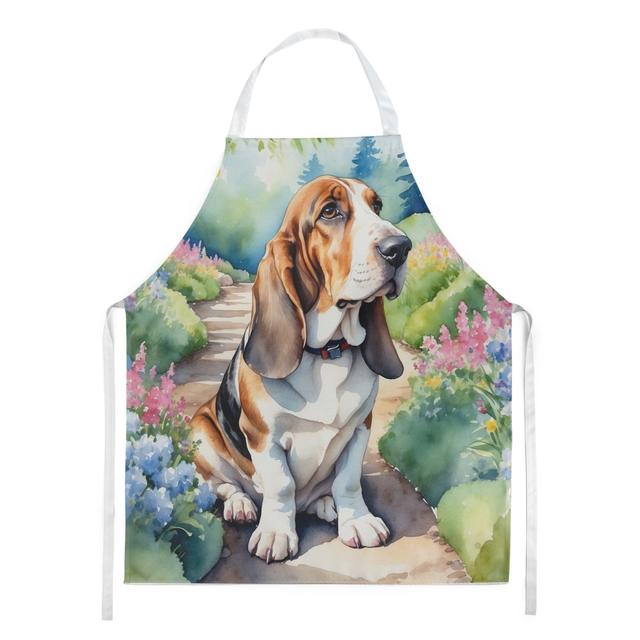 30 x 27 in. Basset Hound Spring Garden Apron
