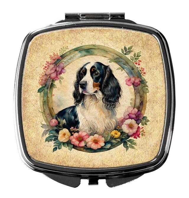 3 x 2.75 in. English Springer Spaniel & Flowers Compact Mirror