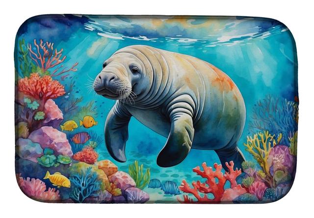 DAC7672DDM 21 x 14 in. Manatee & Coral Reefs Dish Drying Mat