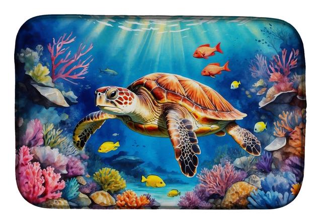DAC7682DDM 21 x 14 in. Turtle & Reefs Dish Drying Mat