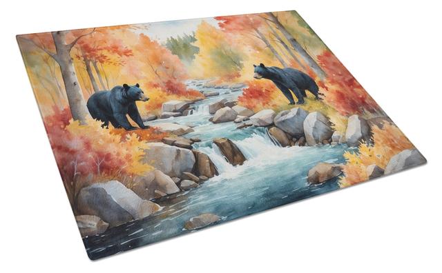 DAC7645LCB 15 x 12 in. Bears Autumn in the Woods Glass Cutting Board