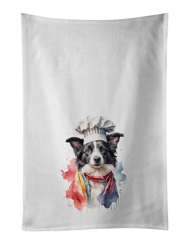 DAC7292WTKT 28 x 19 in. Border Collie Chef Kitchen Towel - Set of 2