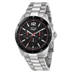 650 Chronograph Stainless Steel Black Dial Quartz 100M Mens Watch&#44; Blue - Adult