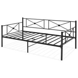 HU10216DK Twin Size Metal Daybed Frame with Slats, Black