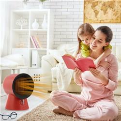 EP24389RE 1500W 2-in-1 Mini Portable Space Ceramic Heater Cooling Fan with Overheat Protection, Red
