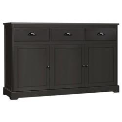 HW66311BNPlus 3 Drawer Sideboard Buffet Storage with Adjustable Shelves&#44; Brown