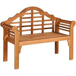OP70341 49 in. Eucalyptus Wood Outdoor Folding Bench with Backrest Armrest for Patio Garden