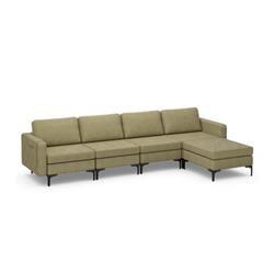HV10299YE-A-B-E-D Modular L-Shaped Sectional Sofa with Reversible Ottoman & 2 USB Ports, Green