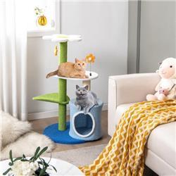 PV10084BL 34.5 in. 4-Tier Cute Cat Tree with Jingling Balls & Condo&#44; Blue