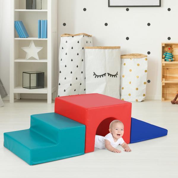 FH10128RE Climb & Crawl Foam Block Play Set for Infant Baby - Red