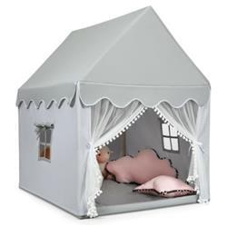 HW67016GR Kids Large Play Castle Fairy Tent with Mat, Gray