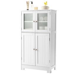 HW67318WH Bathroom Floor Storage Locker Kitchen Cabinet with Door & Adjustable Shelf, White