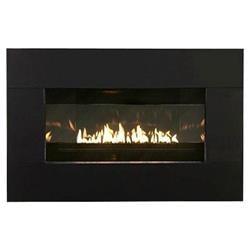 MV Reflective Liner Natural Gas Insert Fireplace with Barrier Screen, Black